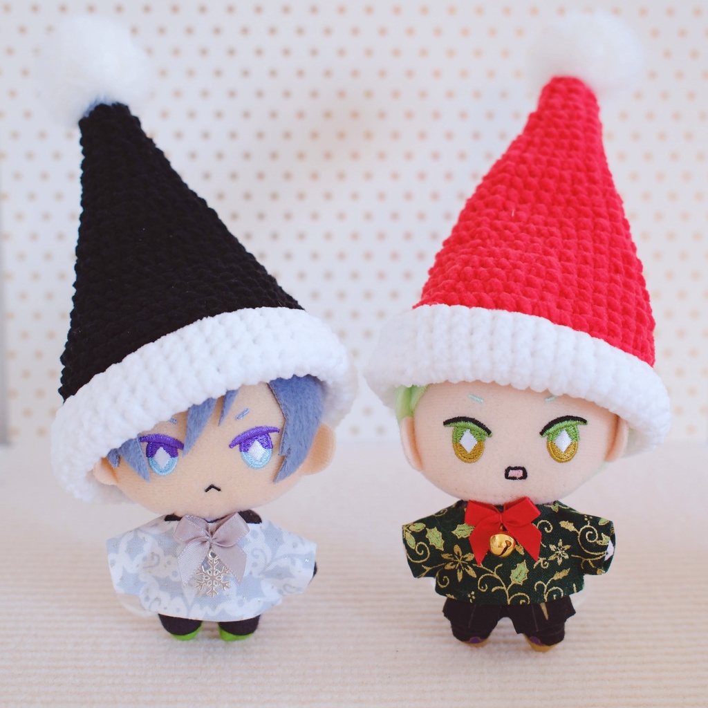 【ぬい/ねんどろいど】手編みサンタ帽子&靴下おくるみ(全7色)