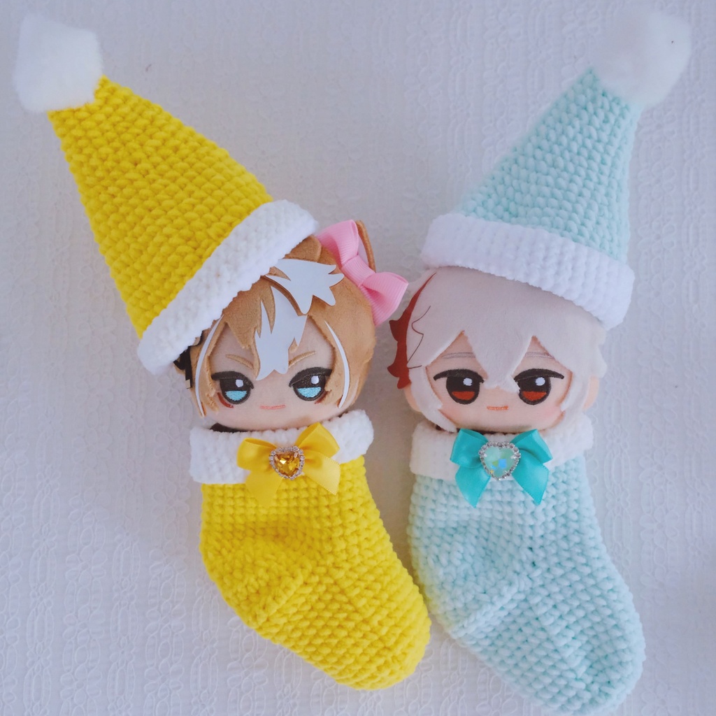 【ぬい/ねんどろいど】手編みサンタ帽子&靴下おくるみ(全7色)