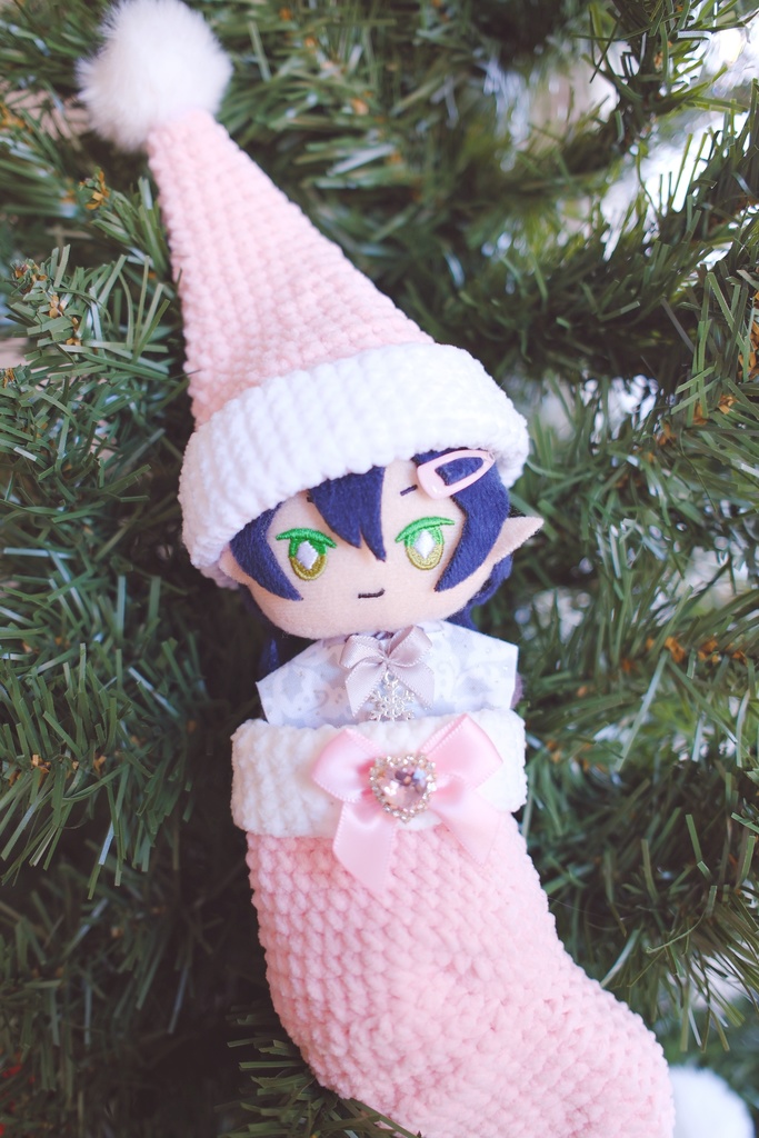 【ぬい/ねんどろいど】手編みサンタ帽子&靴下おくるみ(全7色)