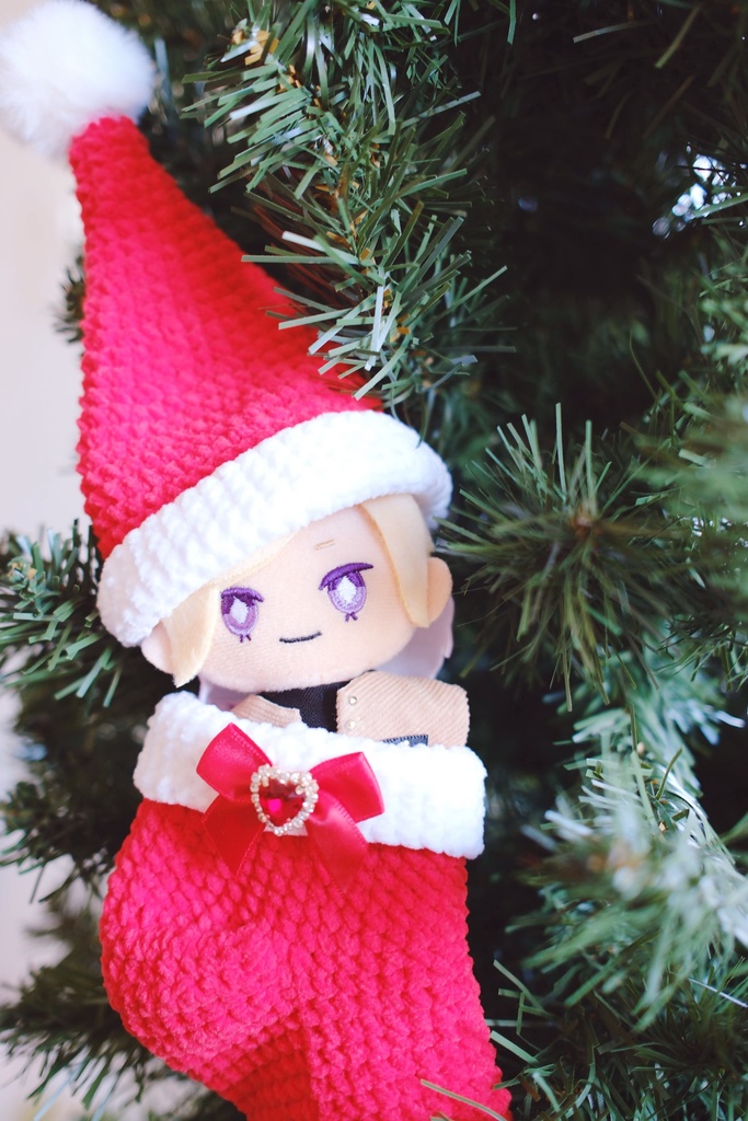 【ぬい/ねんどろいど】手編みサンタ帽子&靴下おくるみ(全7色)