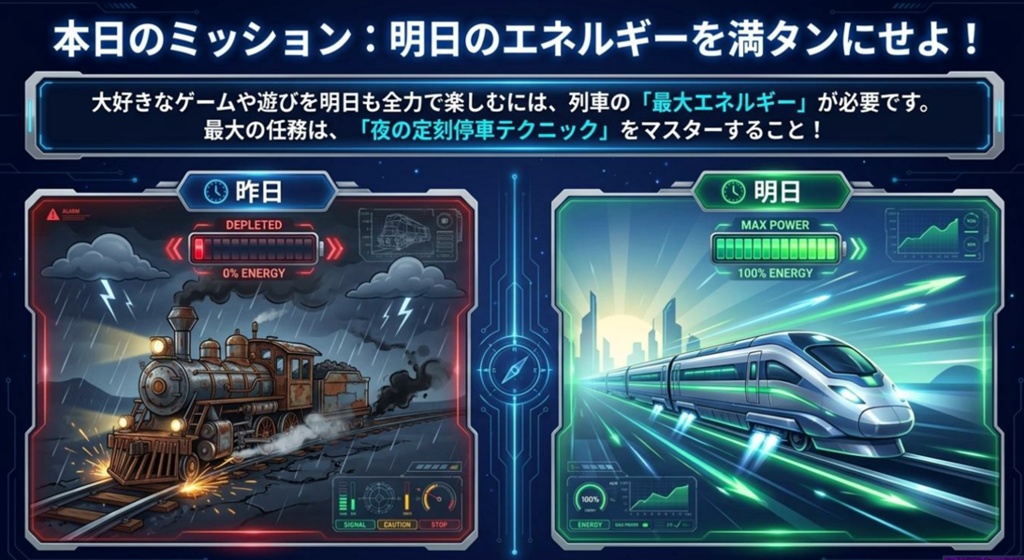 【ASD/ADHD支援】寝る前の切り替えをゲーム化する生活支援教材 ねるまえクエスト(鉄道編ライト版)