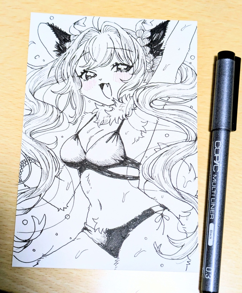 【手描き原画(ミニ画用紙)】水着な夢ちゃん🏄️