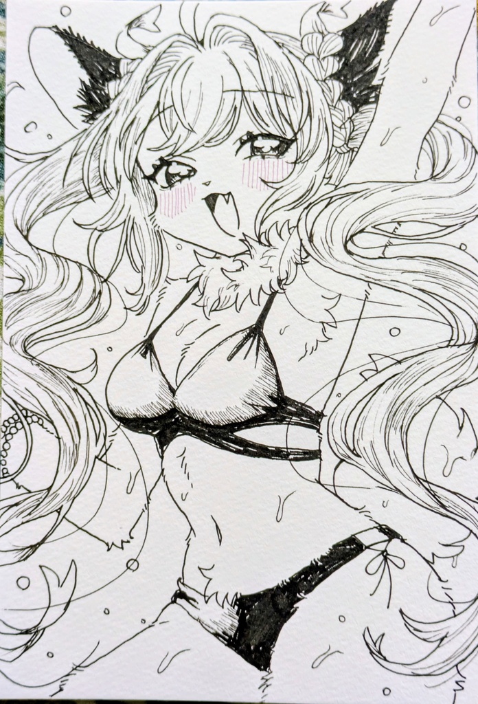 【手描き原画(ミニ画用紙)】水着な夢ちゃん🏄️