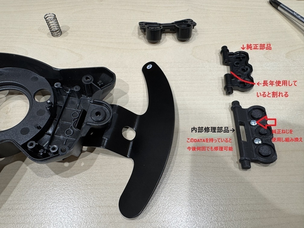 Thrustmaster_T300RS_ステアリング用_パドルシフター_内部修理部品 3Dプリント用データ