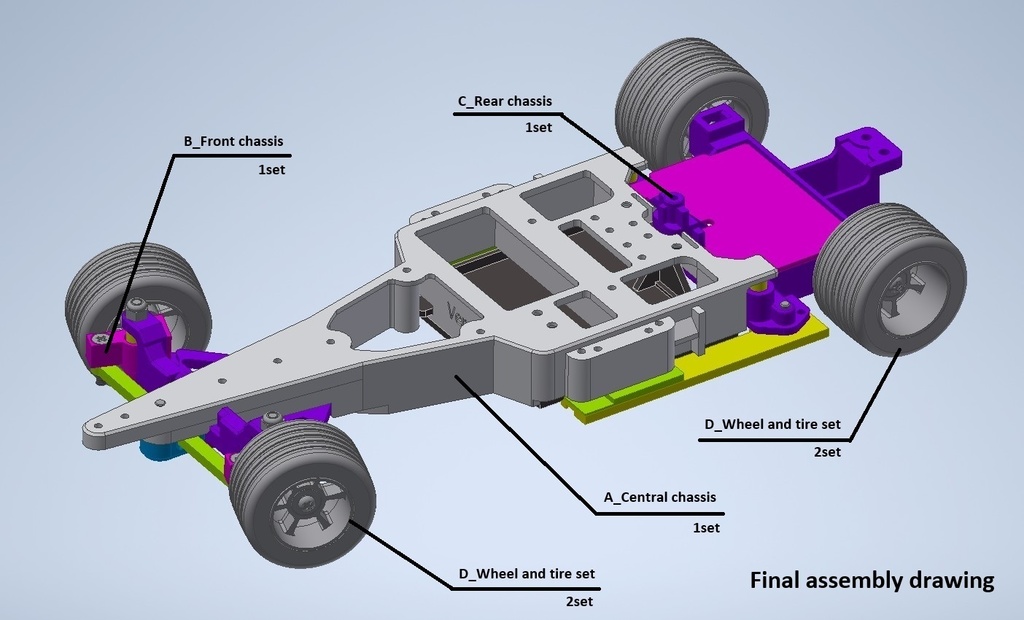 ミニッツ Mini-Z F1 ダミーシャーシ Ver01 3Dプリント用データ