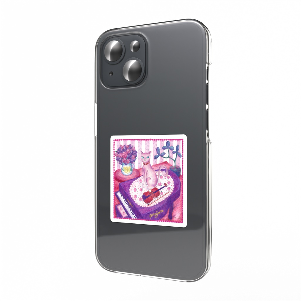 ピアノの上の猫　スマホステッカー