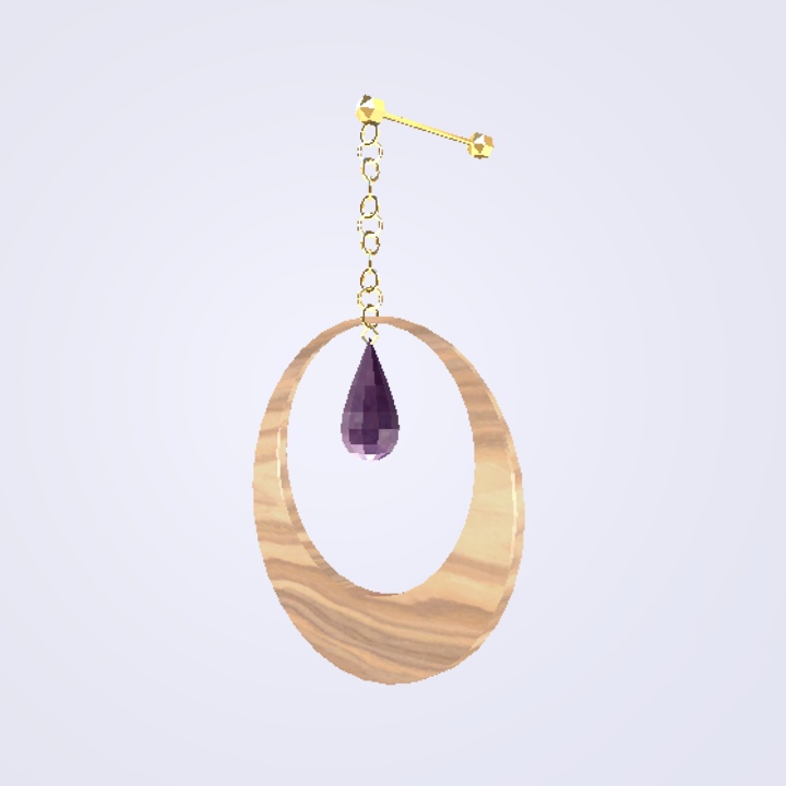木彫ピアス / wood_crystal_earring【VRChat想定】