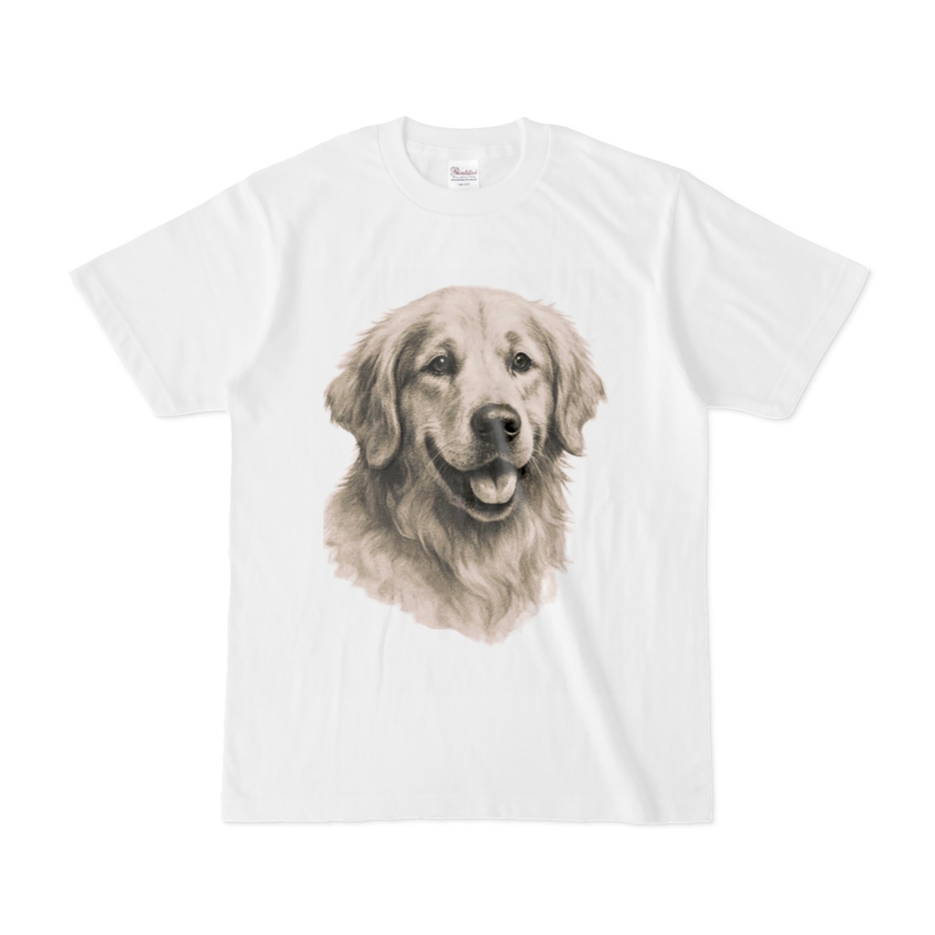 Rescue is Love 墨絵Tシャツ（ゴールデンレトリバー）