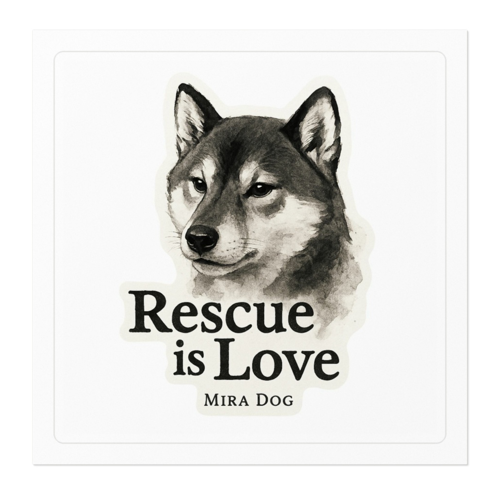 【墨絵風ステッカー】柴犬 Rescue is Love|Mira dog