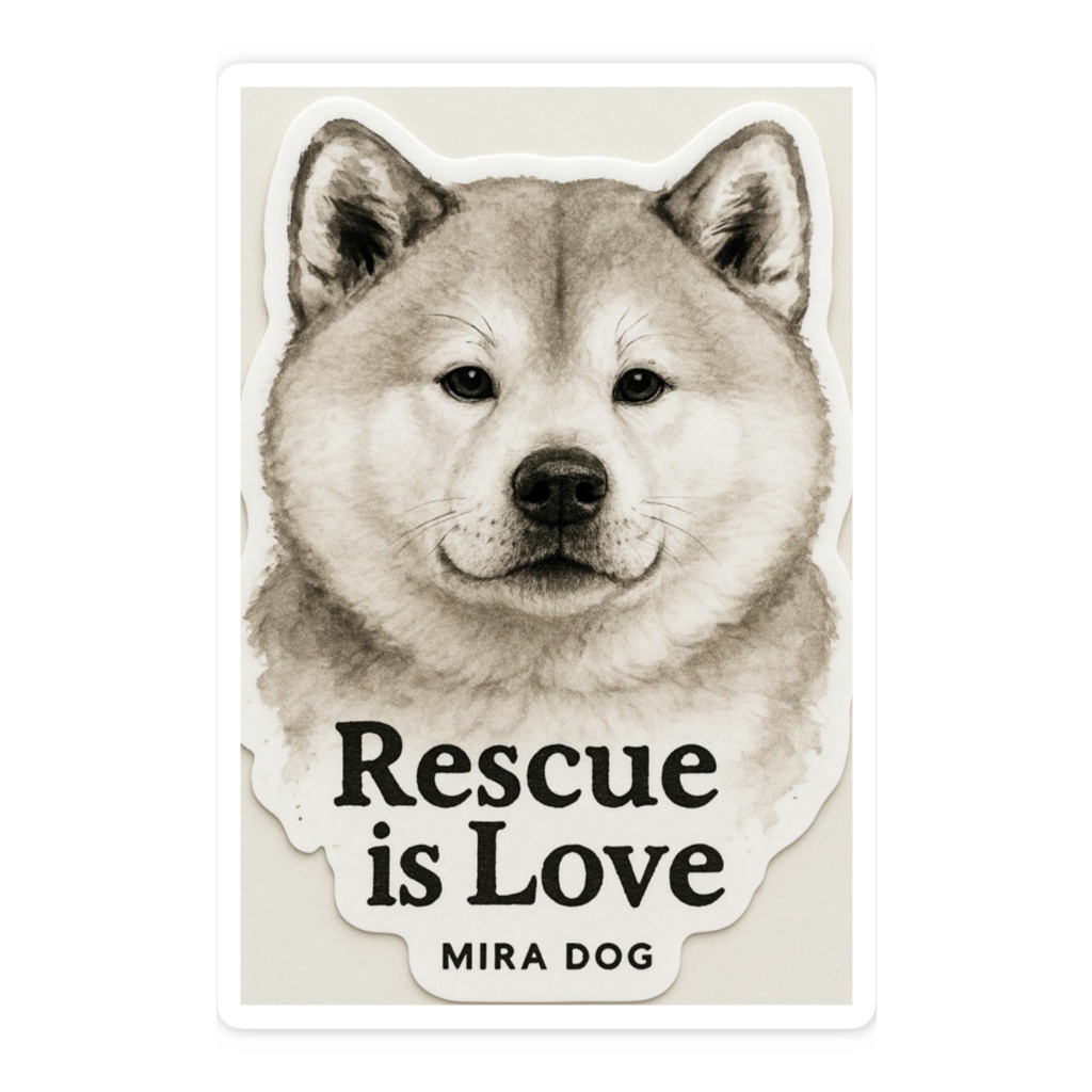 秋田犬 - Rescue is Love - スマホステッカー