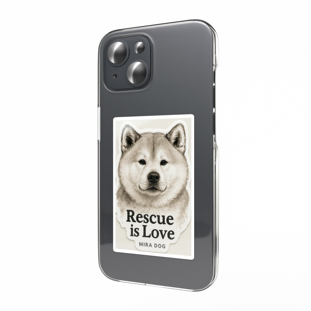 秋田犬 - Rescue is Love - スマホステッカー