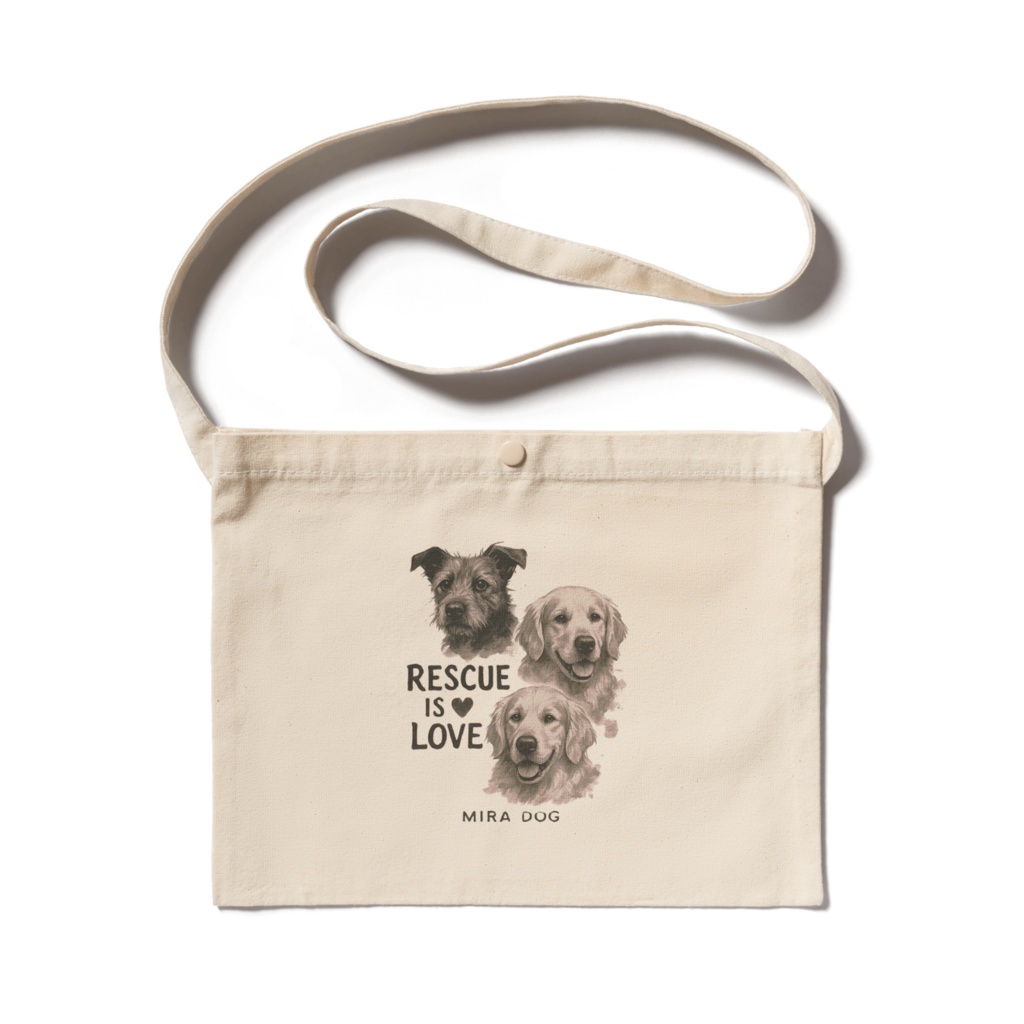 Rescue is Love   墨絵犬たちのサコッシュ