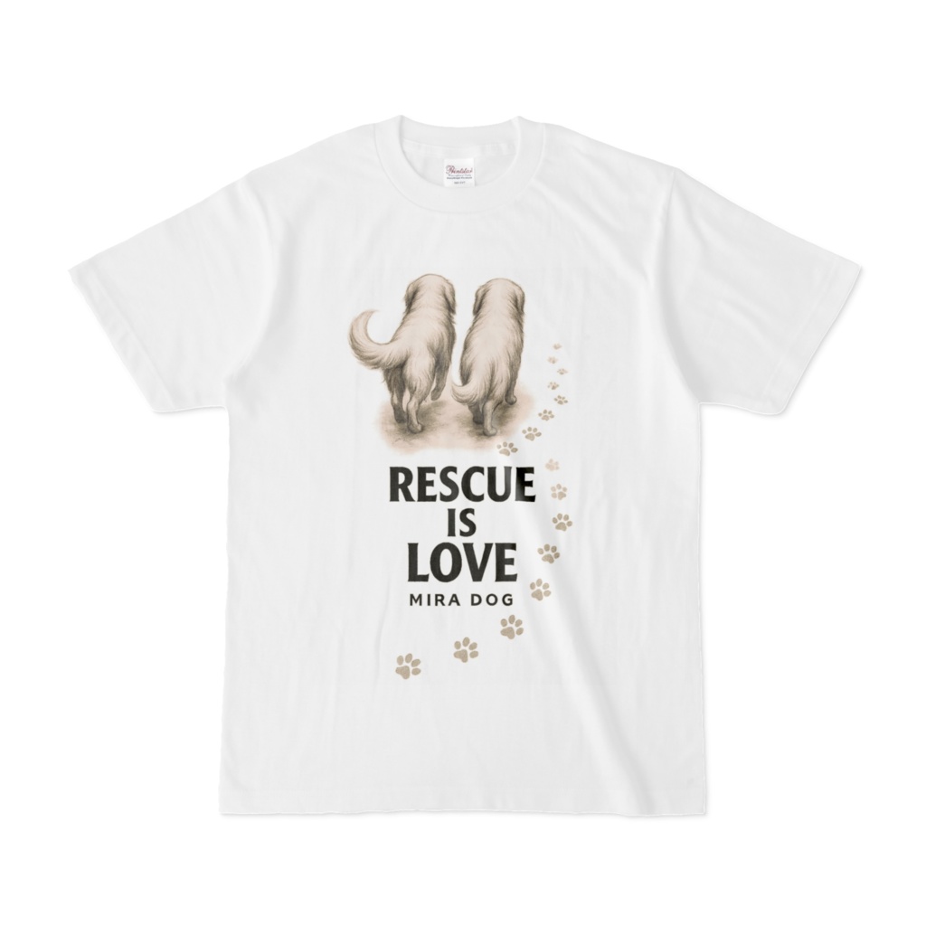 Rescue is Love 足跡カーブTシャツ