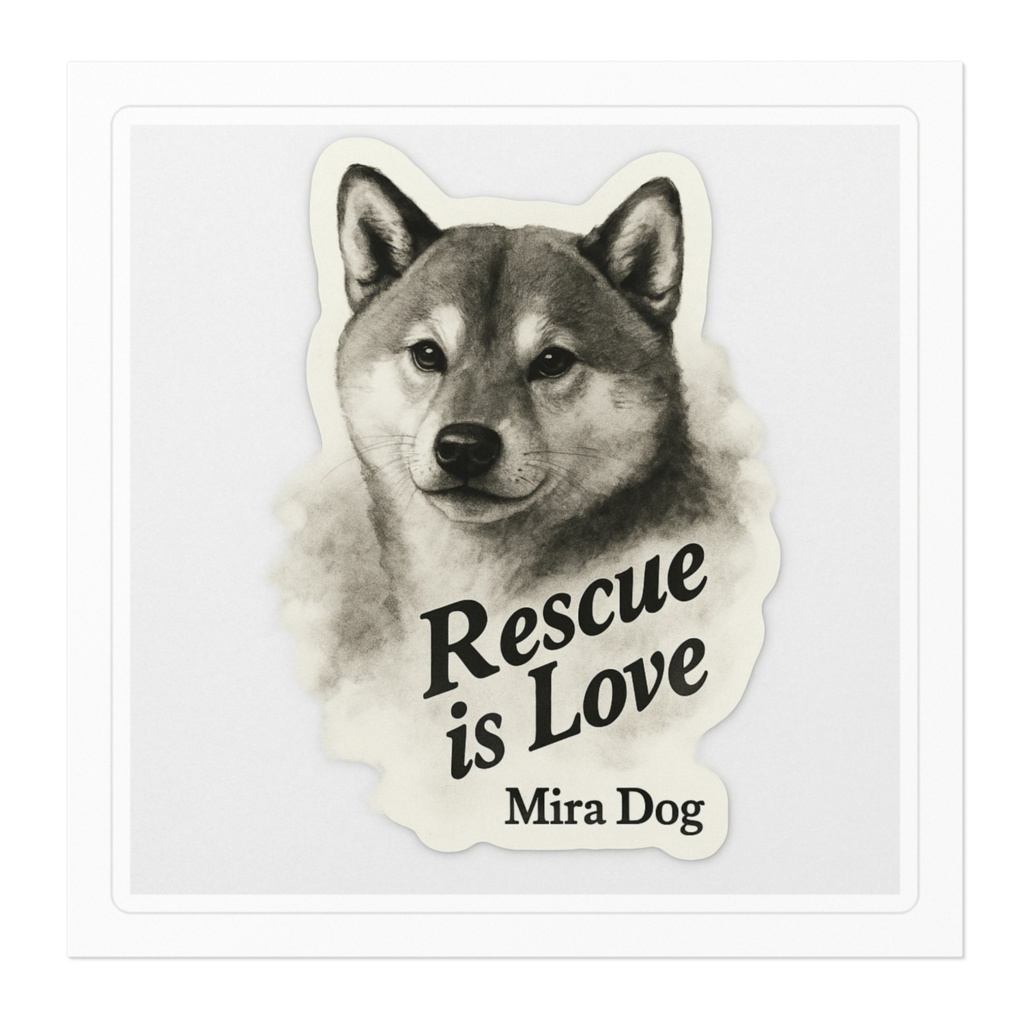 絵風ステッカー】柴犬 Rescue is Love Mira Dog