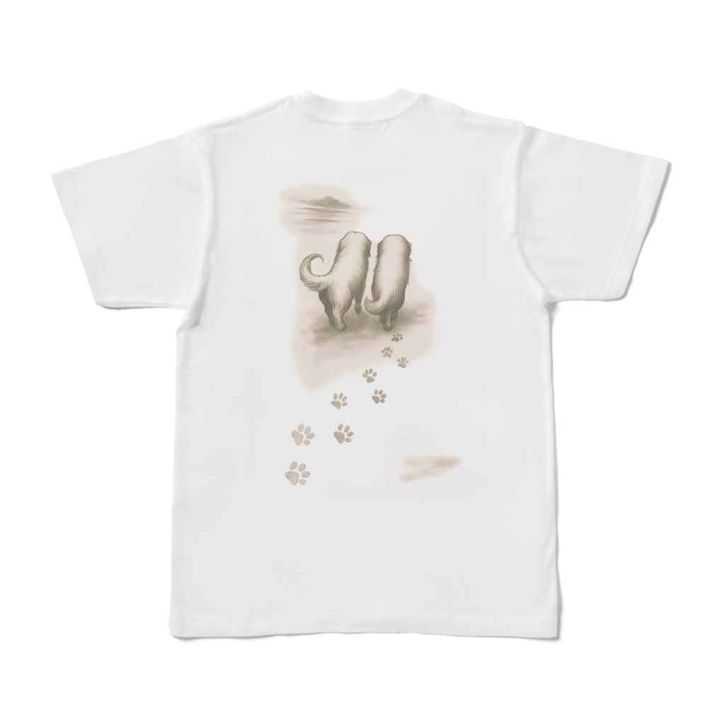 Rescue is LOVE   墨絵風ゴールデンレトリバーTシャツ(前後プリント)