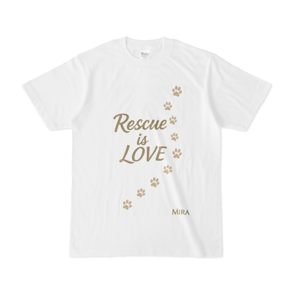 Rescue is LOVE   墨絵風ゴールデンレトリバーTシャツ（前後プリント）