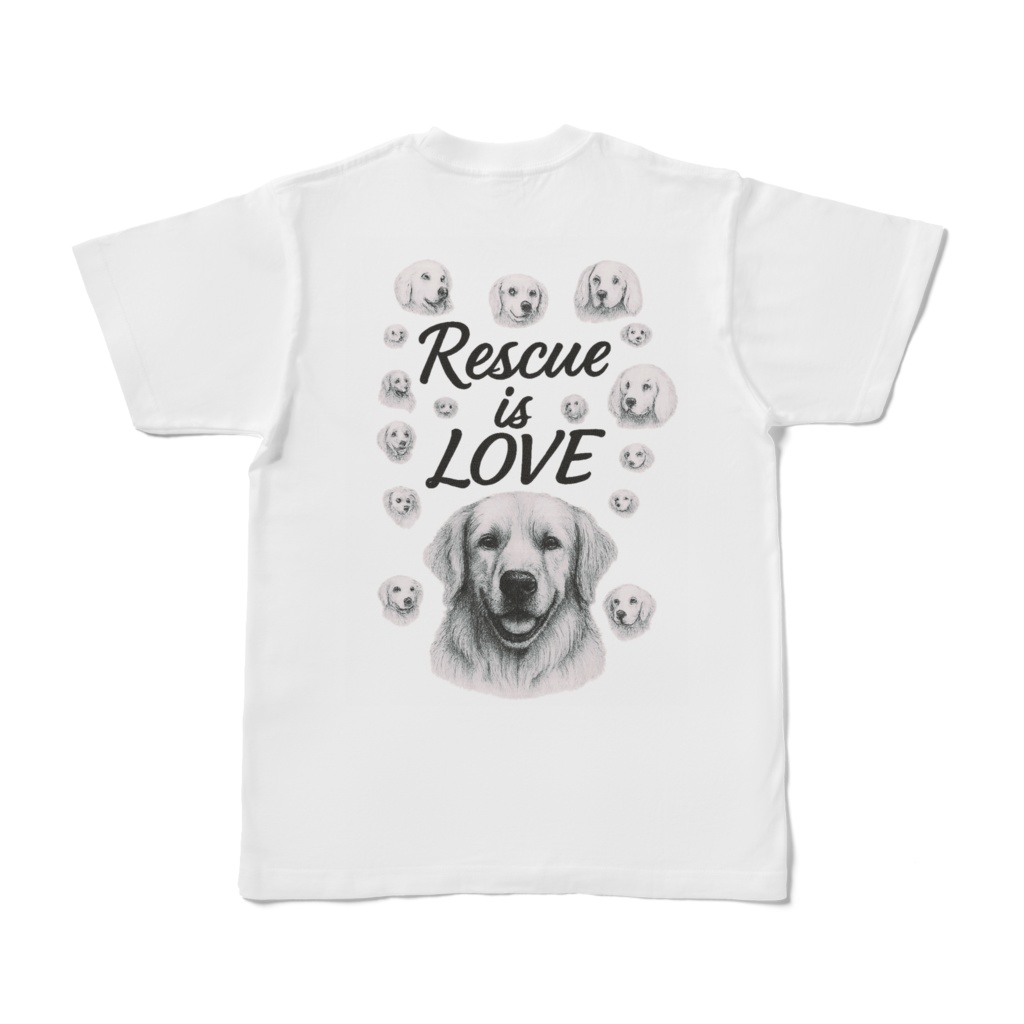Rescue is LOVE MIRA DOG オリジナルTシャツ(前後デザイン)