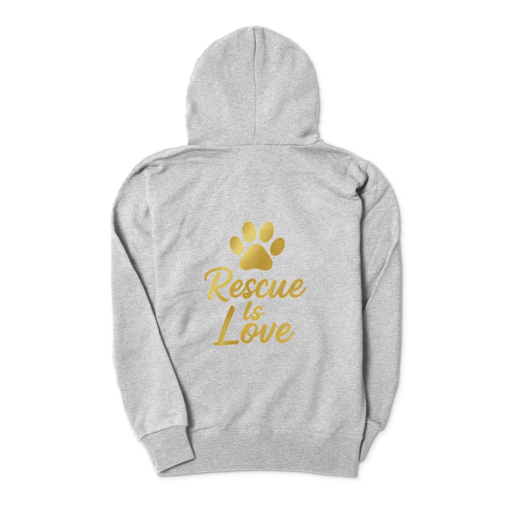 Rescue is LOVE ジップパーカー(犬デザイン/ユニセックス)
