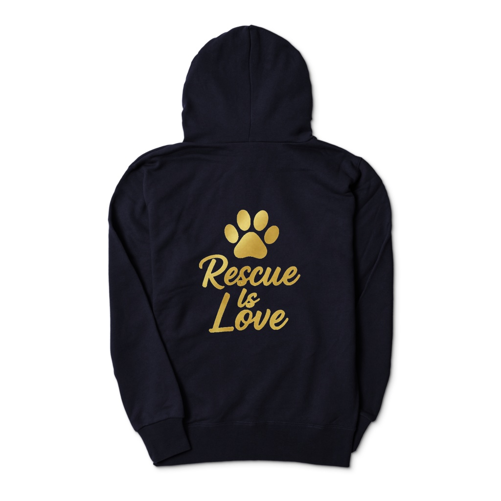 Rescue is LOVE ジップパーカー(犬デザイン/ユニセックス)