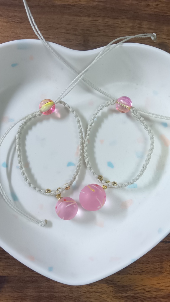 ぬいと使える2wayブレスレット【水風船桃】