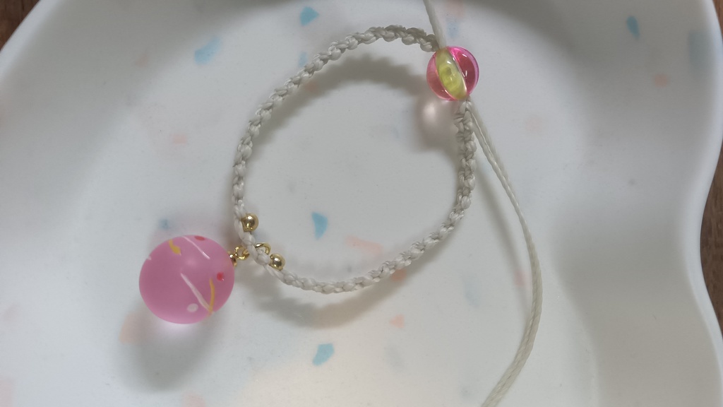 ぬいと使える2wayブレスレット【水風船桃】