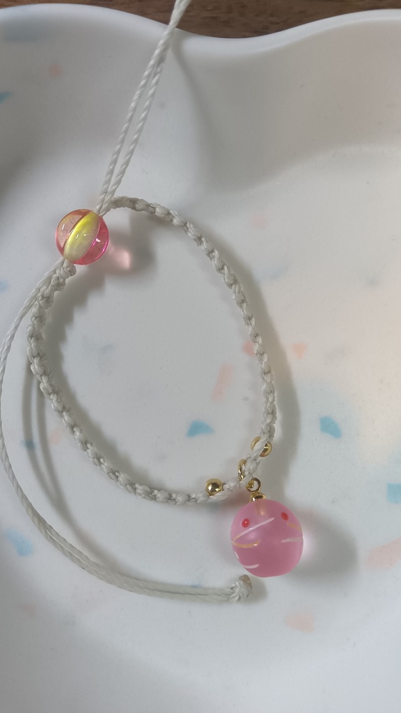 ぬいと使える2wayブレスレット【水風船桃】