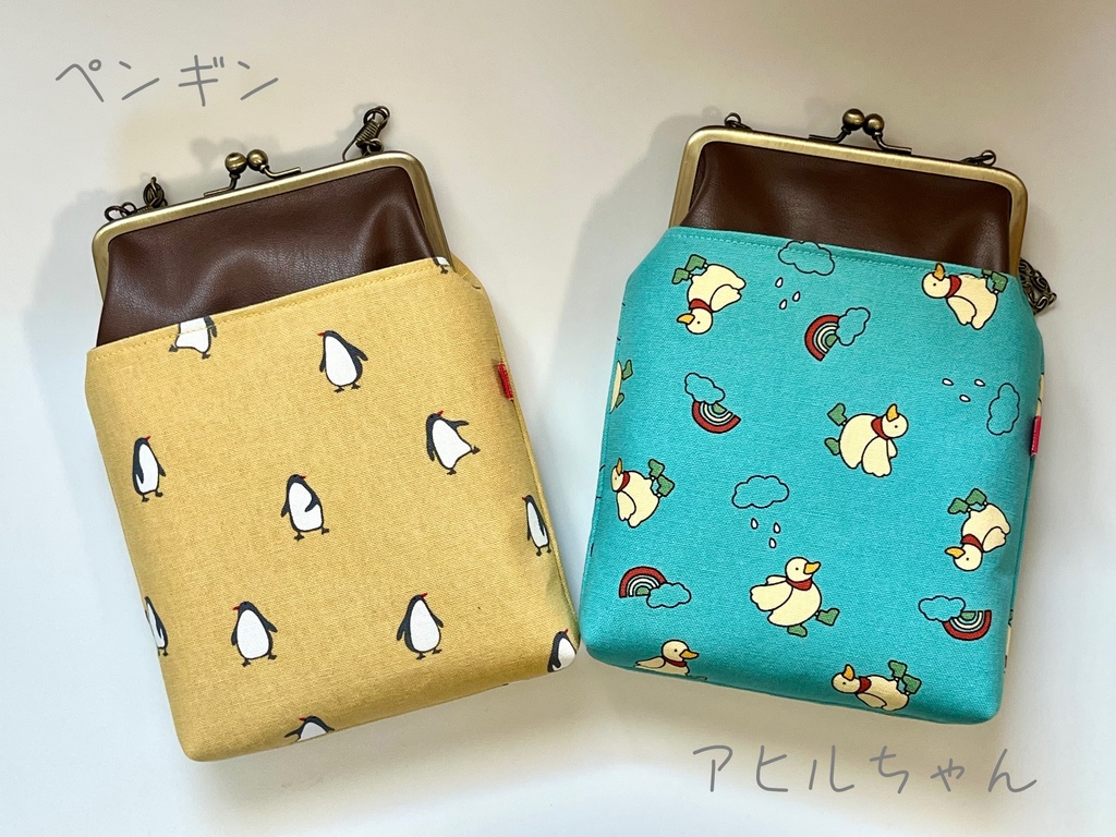 鳥柄ショルダーがま口