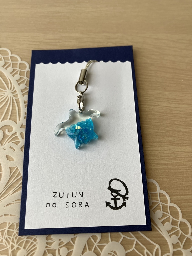 稲木の護り　亀さん型レジンストラップ（ブルー）