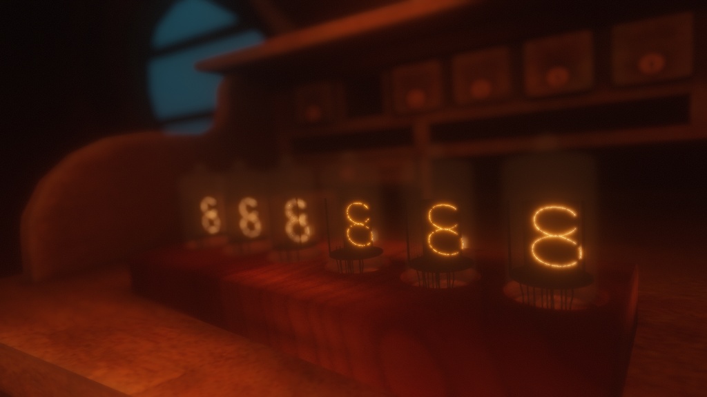 NixieUdon - Nixie Tube Display and Clock for VRChat 「ニキシー管VRChat向けギミック」