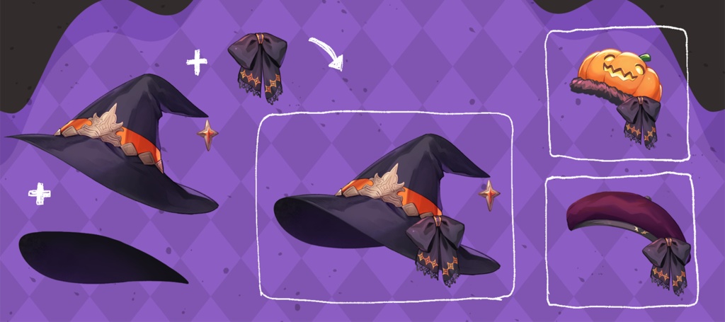 【フリー素材】Halloween Assets|萬聖節帽子、裝飾