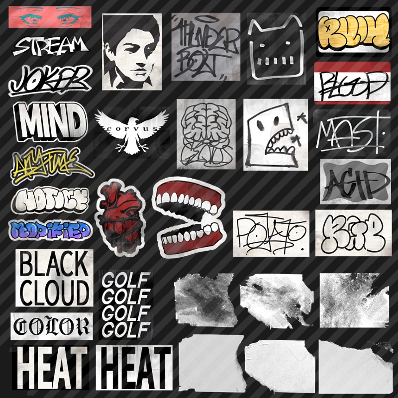 【画像素材】グラフィティ風ステッカー集