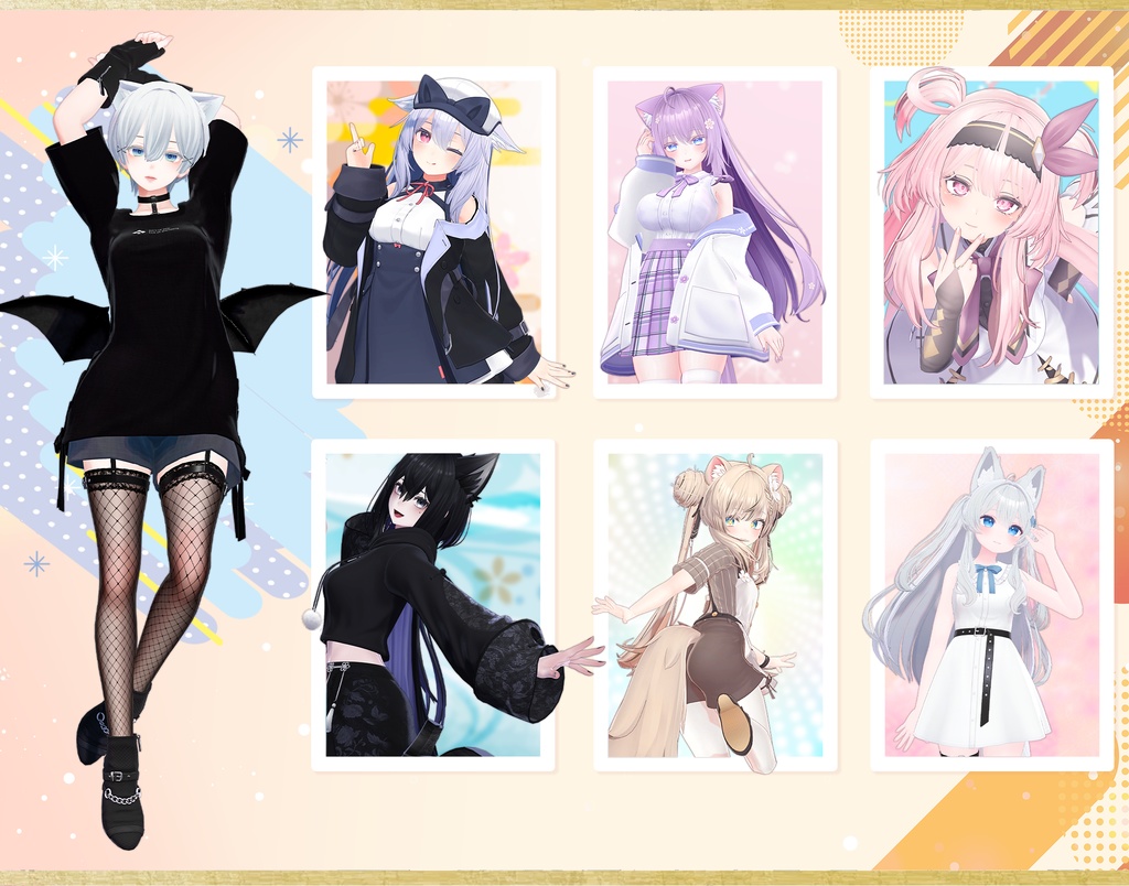 Pose Set 「IDOL」 7 Poses - VRChat (7 Avatars)