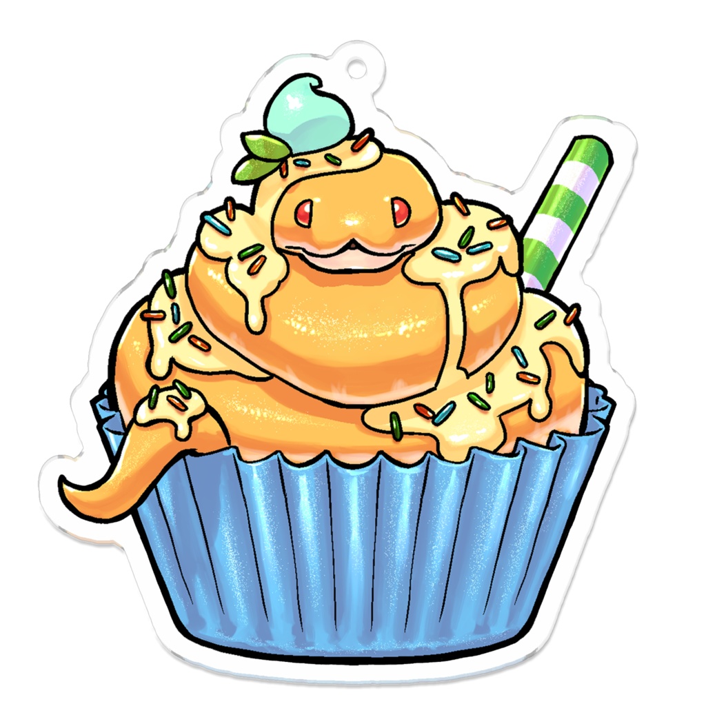 だしまきくんカップケーキアクキー(裏面コーティング有)