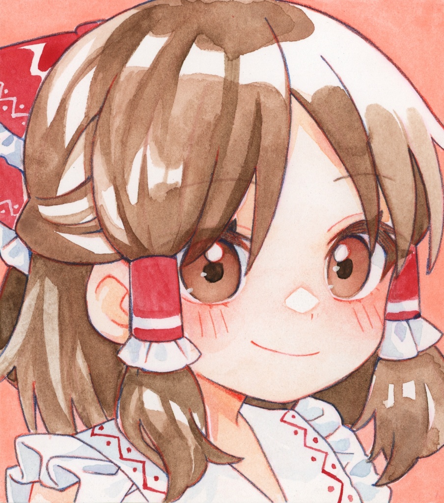 直筆1/4色紙　博麗霊夢