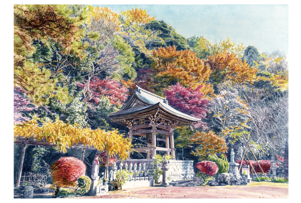 ポストカード　晩秋の妙見寺