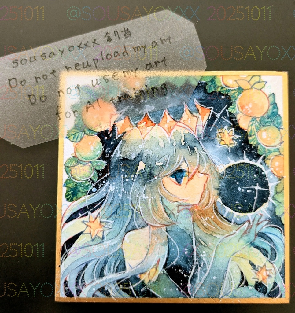 【日常原画収穫祭】豆色紙原画「新月は影で支える」※期間限定
