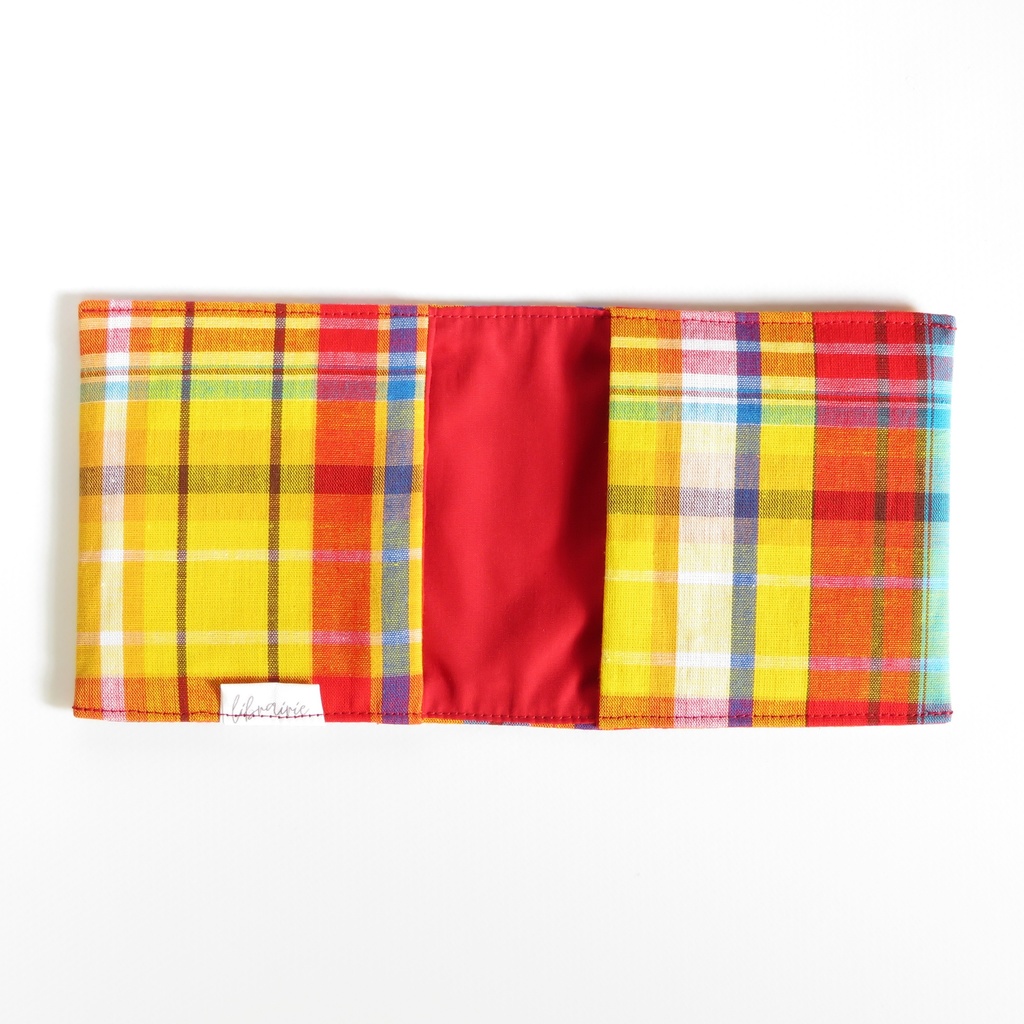 【フランス生地】 マドラスチェック サニタリーポーチ ハンカチタイプ