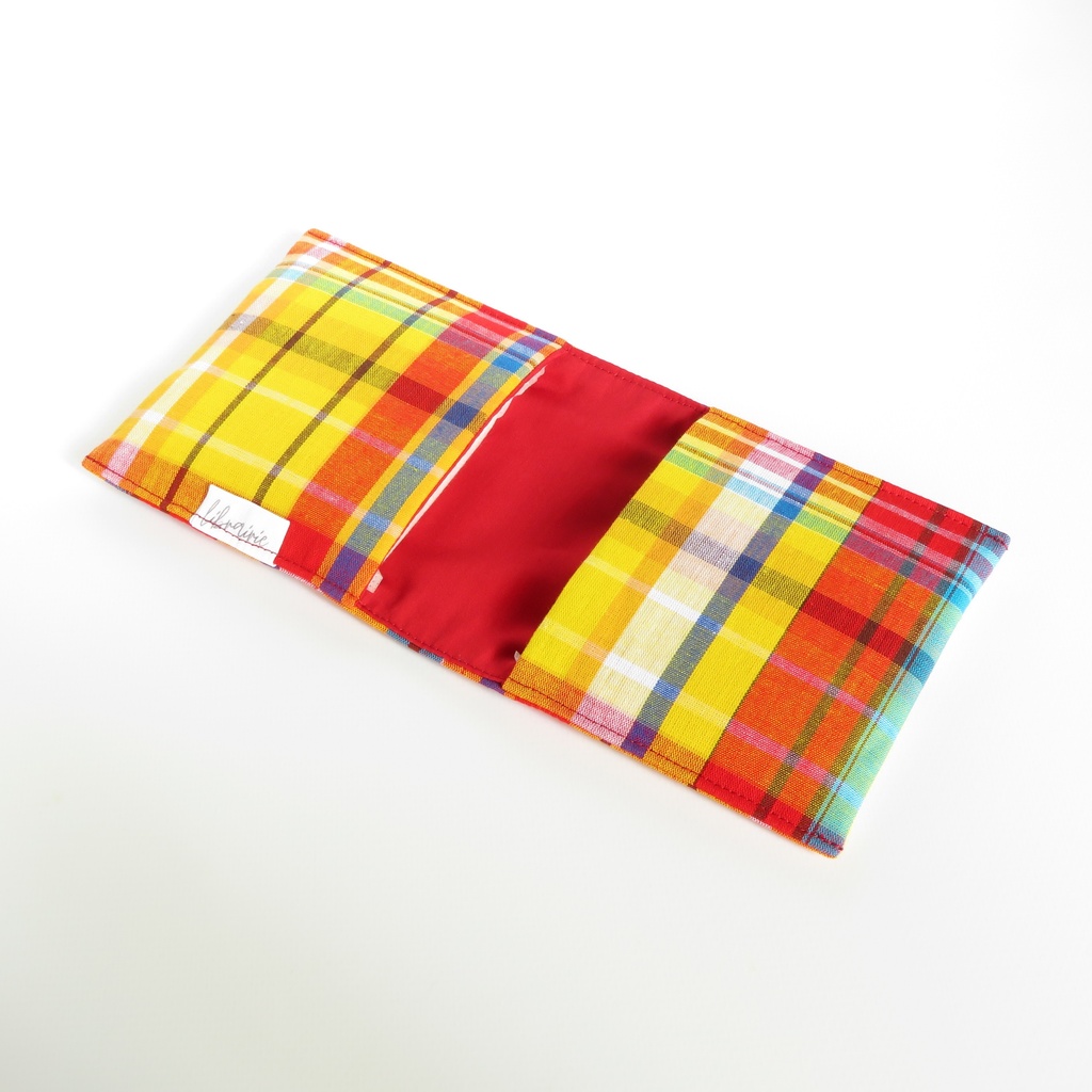 【フランス生地】 マドラスチェック サニタリーポーチ ハンカチタイプ