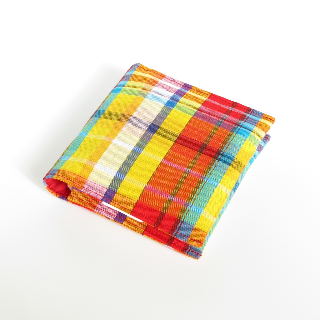 【フランス生地】 マドラスチェック サニタリーポーチ ハンカチタイプ