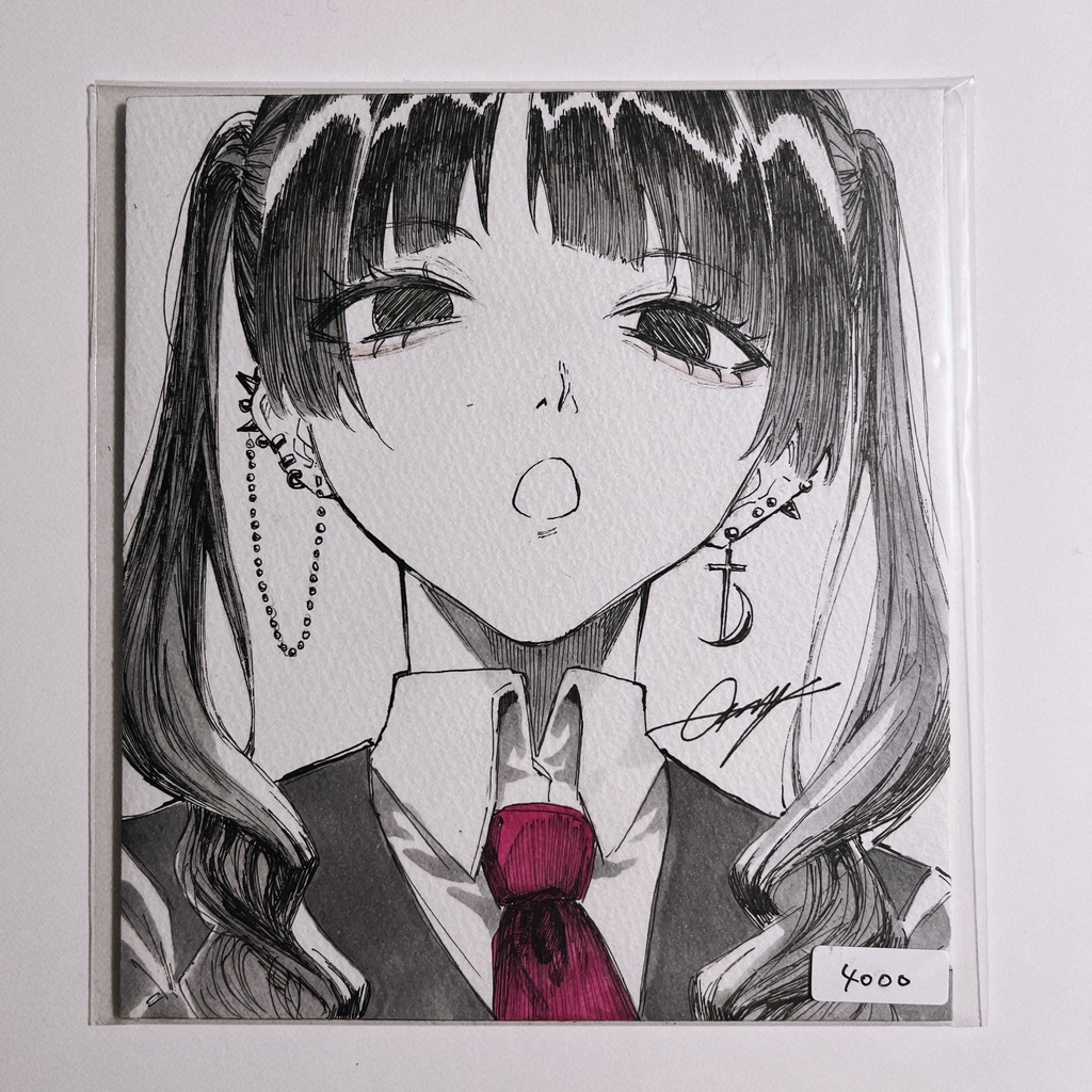 【創作】原画色紙〈魔女〉