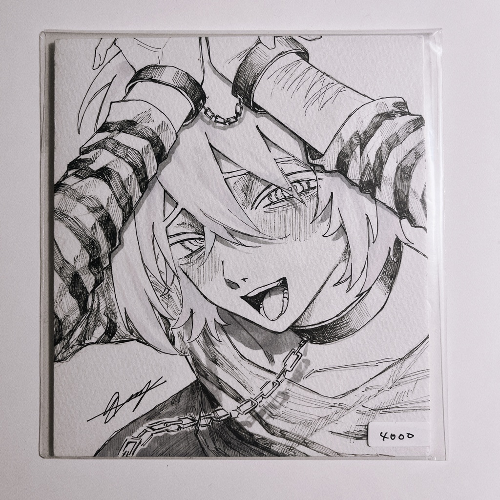 【創作】原画色紙〈中毒者〉