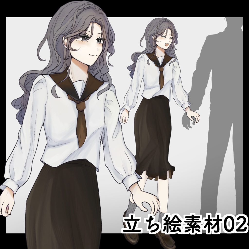 【表情が動くAPNG】制服の女の子 立ち絵素材02【全31枚】