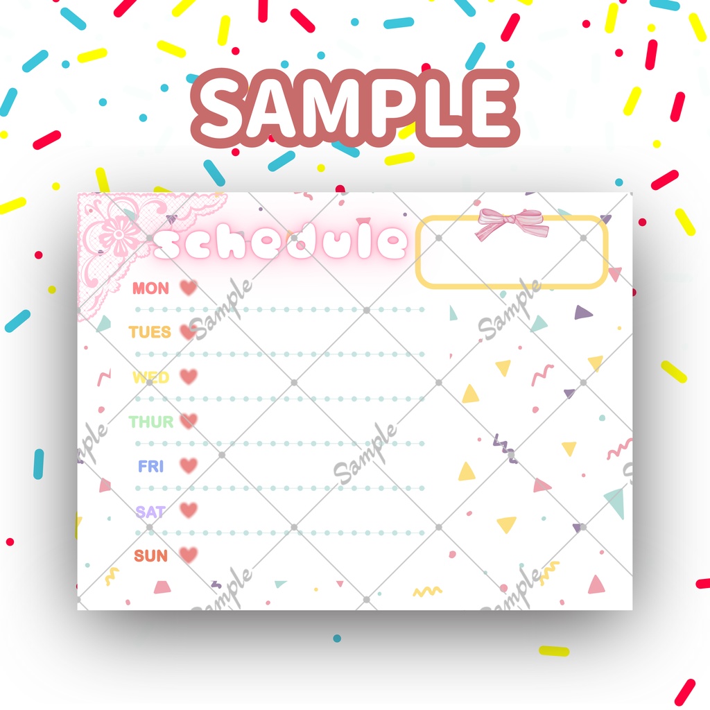 ⭐︎スケジュール表テンプレ(カラフルチョコチップ)