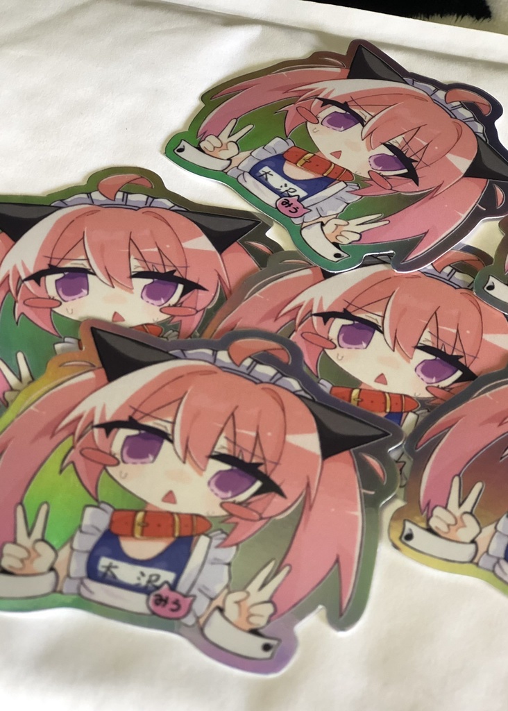ネコ耳ツインテスク水メイドステッカー