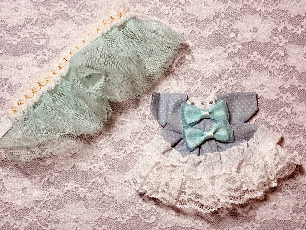 16cmぬい服 コスマス 水玉リボンワンピース