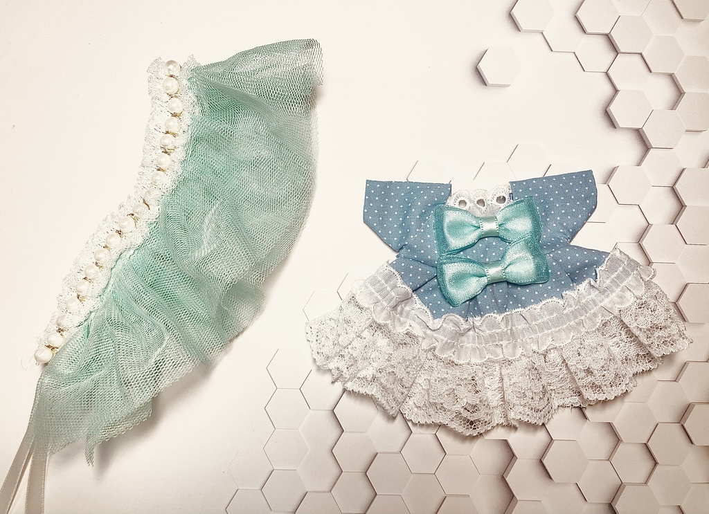 ぬい服16cm 水玉ワンピース