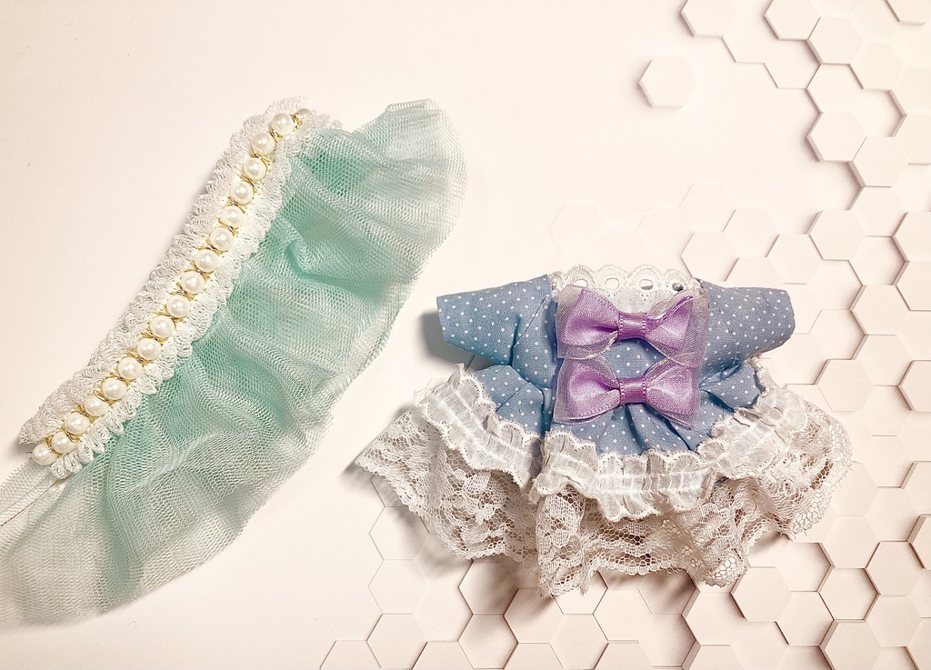 ぬい服16cm 水玉ワンピース