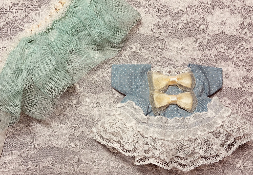 16cmぬい服 コスマス 水玉リボンワンピース