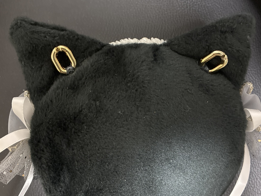16cmぬい服 黒猫のゴシック着ぐるみ 120cmパールチェーン付き