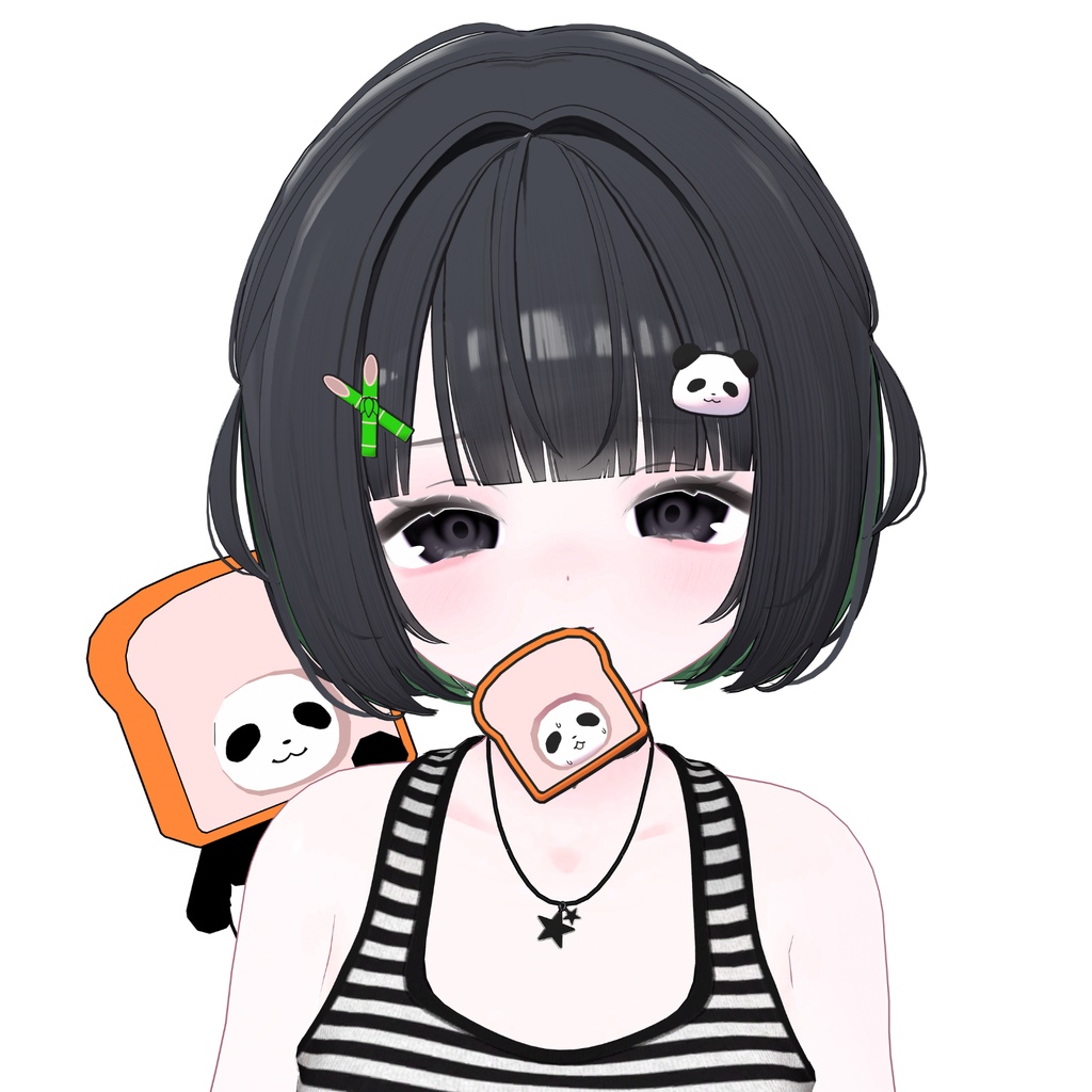 食パンダのバッチ / アクセサリー / オリジナル3Dモデル